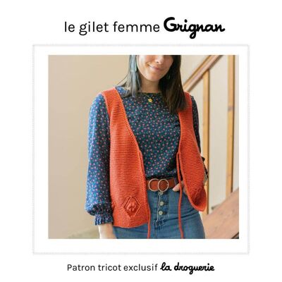 Patrón de tejido para el chaleco de mujer sin mangas “Grignan”