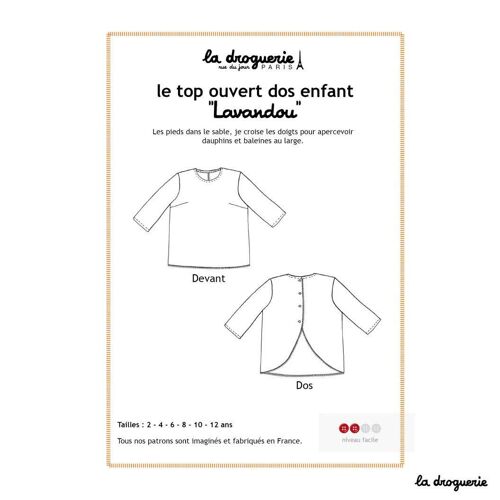 Patron couture du top ouvert dos enfant "Lavandou"