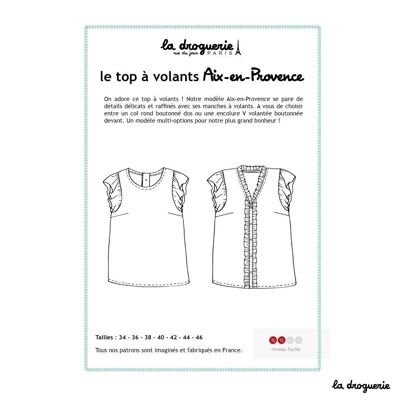 Patron couture du top à volants femme "Aix-en-Provence"