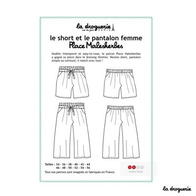 Patrón de costura para pantalones cortos de mujer "Place Malesherbes"