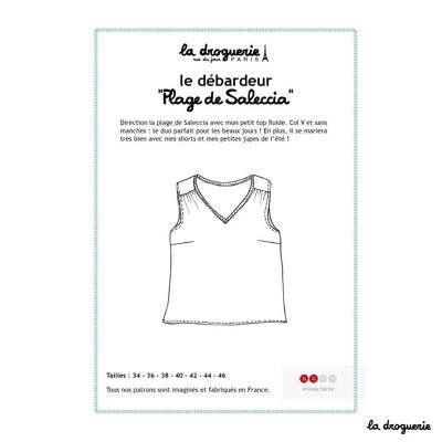 Patrón de costura para la camiseta de tirantes de mujer "Plage de Saleccia"