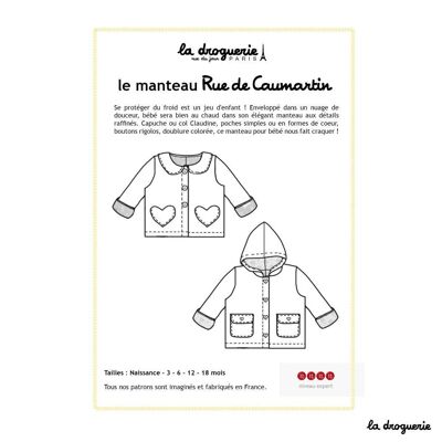 Sewing pattern for the “Rue de Caumartin” baby coat