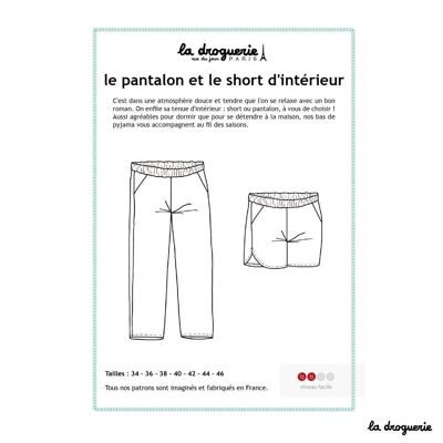 Patrón de costura para pantalones y shorts de interior.