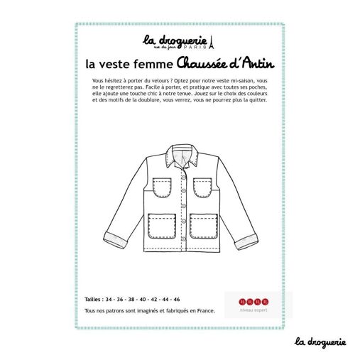 Patron couture de la veste femme "Chaussée d'Antin"