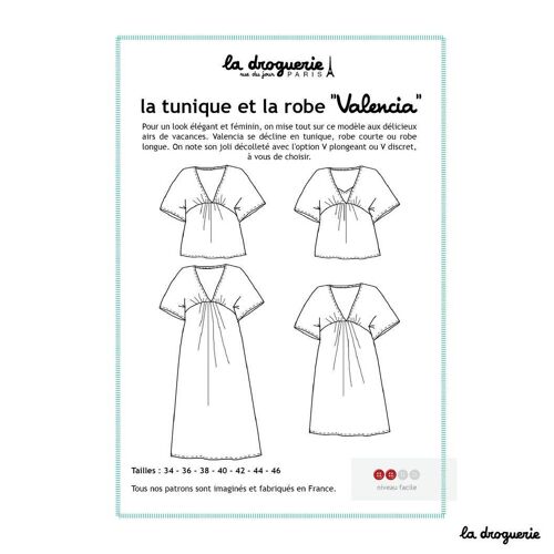 Patron couture de la tunique et de la robe femme "Valencia"