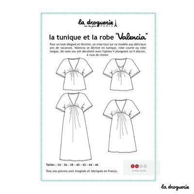 Patrón de costura de túnica y vestido de mujer “Valencia”