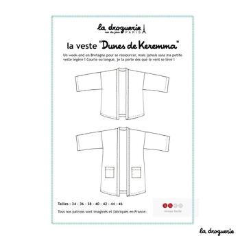 Patron couture de la veste "Dunes de Keremma" 1