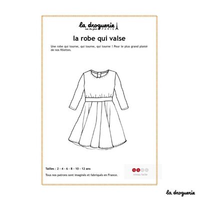 Patrón de costura para vestido de vals infantil.