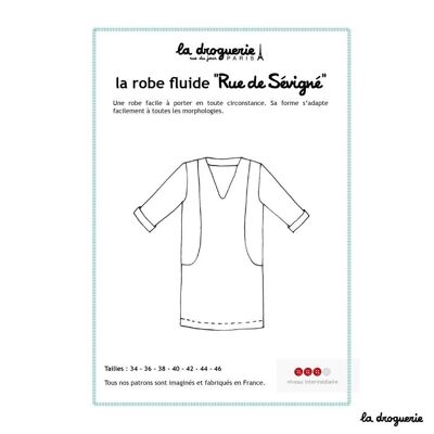 Schnittmuster für das fließende Kleid „Rue de Sévigné“.