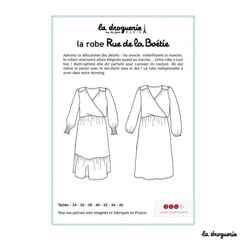Patron couture de la robe femme "Rue de la Boétie"