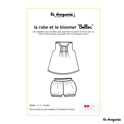 Sewing pattern for the “Belloc” dress and bloomers