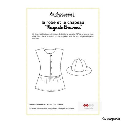 Patrón de costura para el vestido y el sombrero “Plage de Bravone”