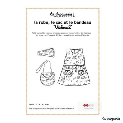 Cartamodello per il vestito, la borsa e la fascia per bambini “Vétheuil”.