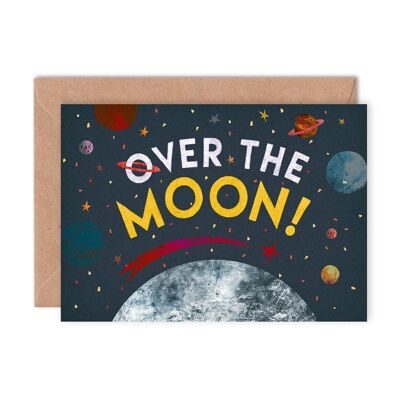 Over the Moon Single Greeting Card