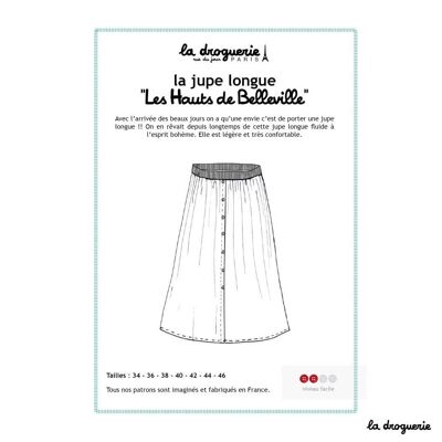 Sewing pattern for the long skirt “les Hauts de Belleville”