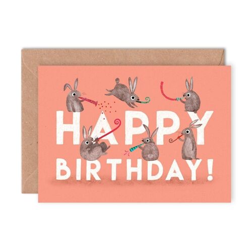 Birthday Rabbits Single Greeting Card