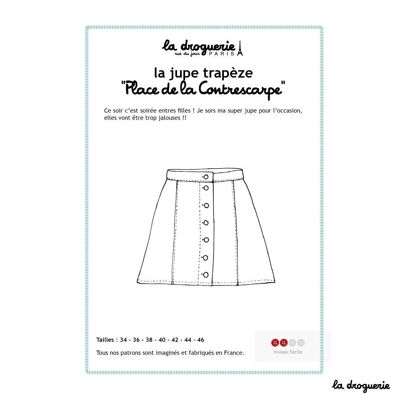 Sewing pattern for the “Place de la Contrescarpe” trapeze skirt