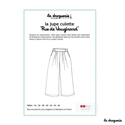 Sewing pattern for the “Rue de Vaugirard” culotte skirt