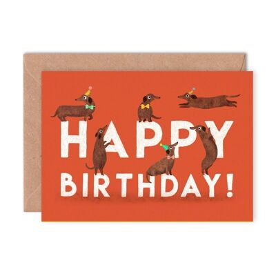 Birthday Sausage Dogs Single Greeting Card