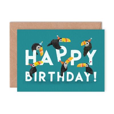 Carte de voeux unique toucans d'anniversaire