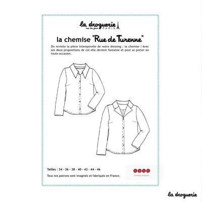 Sewing pattern for the “Rue de Turenne” women’s shirt