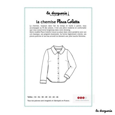 Patrón de costura para la camisa de mujer Place Colette