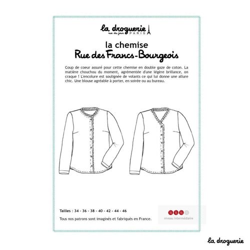 Patron couture de la chemise "Rue des Francs-Bourgeois"