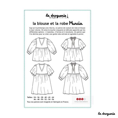 Patron couture de la blouse et robe Murcia
