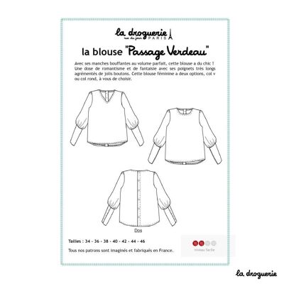 Sewing pattern for the “Passage Verdeau” women’s blouse