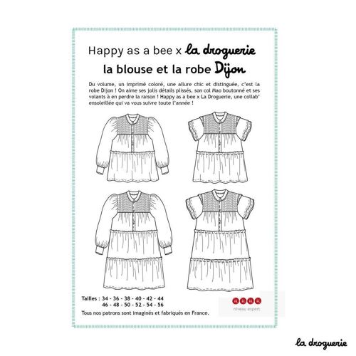 Patron couture de la blouse et robe Dijon – Happy as a bee