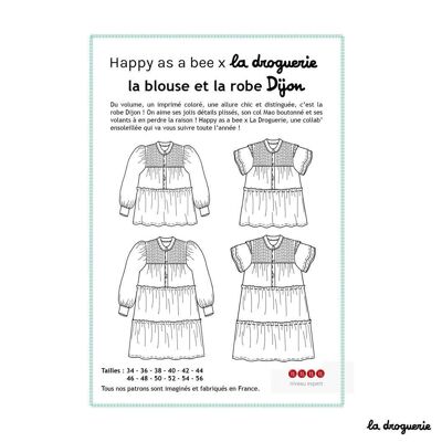 Patrón de costura para la blusa y el vestido Dijon – Happy as a bee