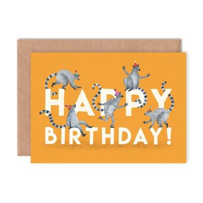 Carte de voeux unique de lémuriens d'anniversaire