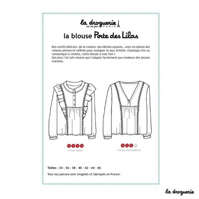 Sewing pattern for the “Porte des Lilas” women’s blouse