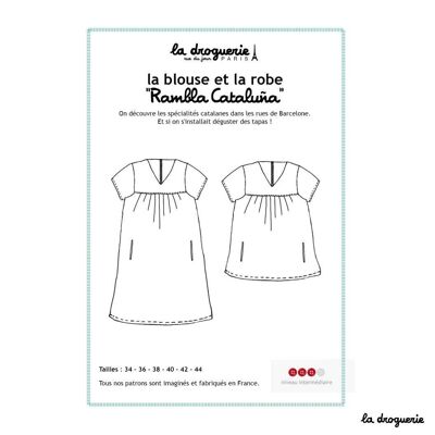 Patrón de costura para blusa y vestido “Rambla Cataluña”