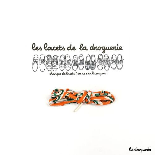Lacets ronds 65 cm "Spirou" orange/vert
