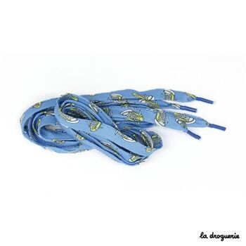 Lacets plats 130 cm "Baskets bleu chambray" 3