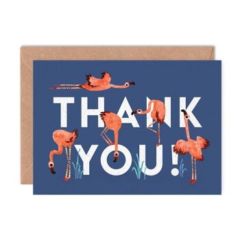 Carte unique Merci Flamingos