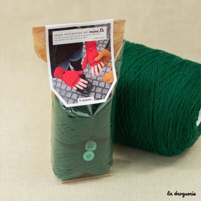 Wool mitt knitting kit - Billiards