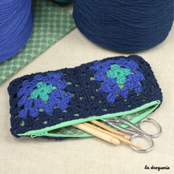 Kit à crocheter - Trousse Granny square Bleu marine 2