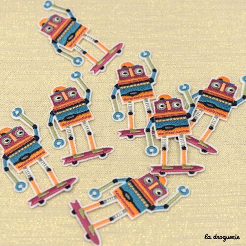 Ecusson "Robots cool" 68 mm - Skate violet