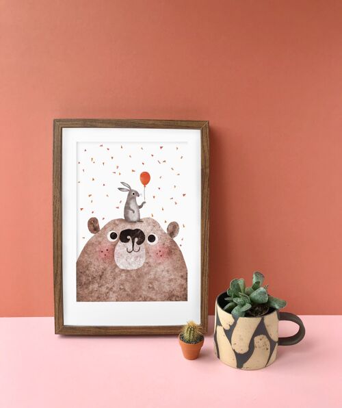 Bear & Bunny A4 Art Print