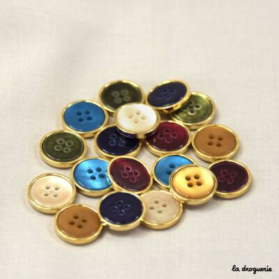 Button "Troca Tamisé rimmed with gold" 15 mm - Button 15 mm