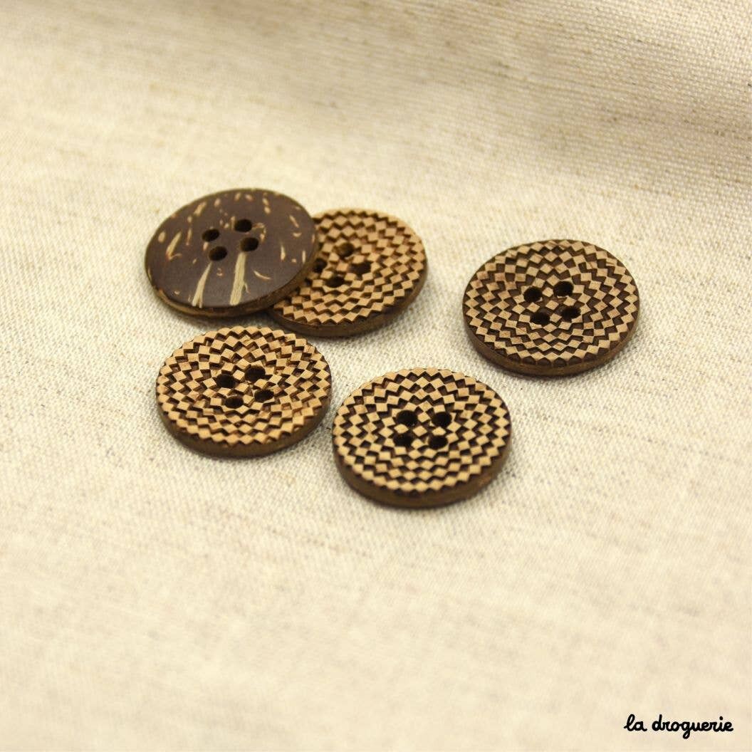 Bottone “Sahel coco inciso dentellato” 20 mm