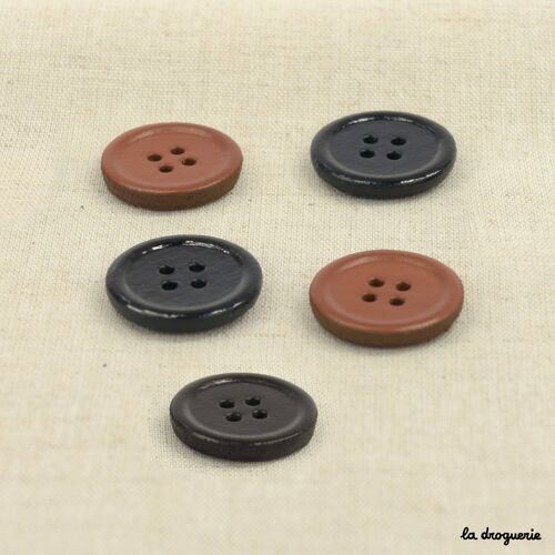 Bouton "Recy-cuir petit bord 4 trous" 23 mm