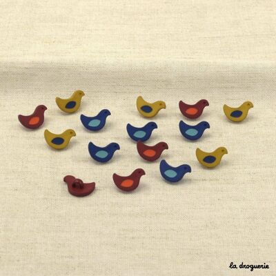 Bouton "Piaf bicolore mat" 15 mm