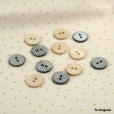 Bouton "Mini damiers pion" 15 mm