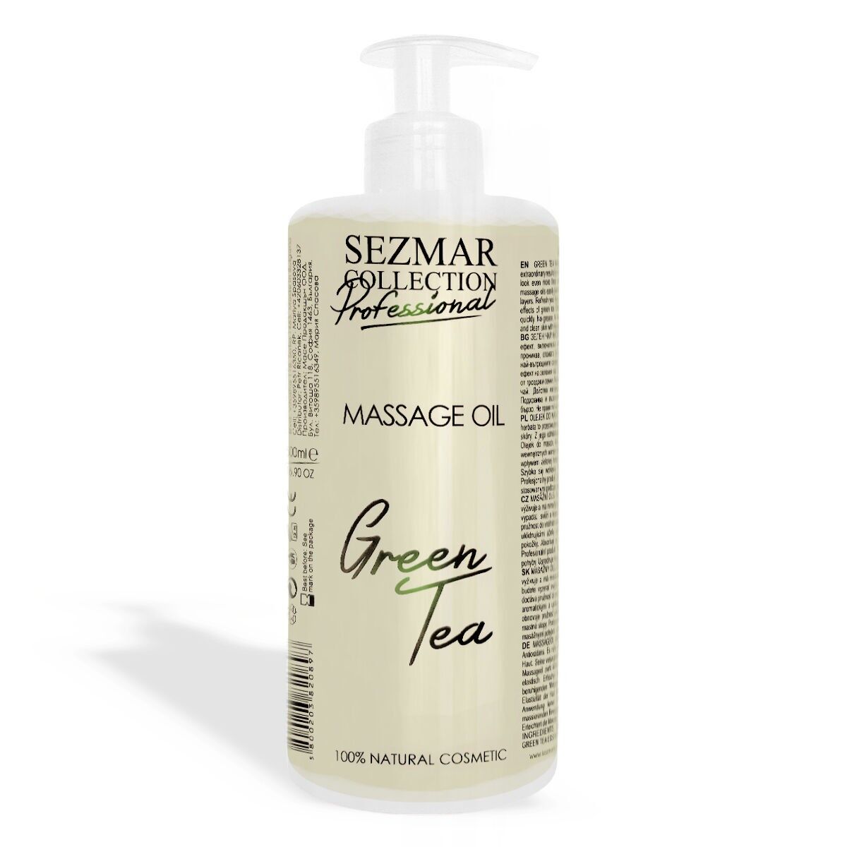 Aceite Corporal de Masaje Profesional Té Verde - 100% Natural, 500 ml