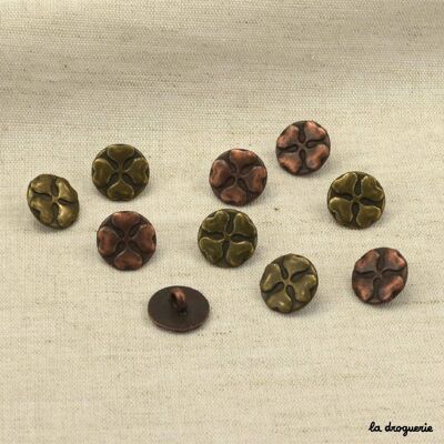 Button "Garden 4-leaf clover round" 14 mm