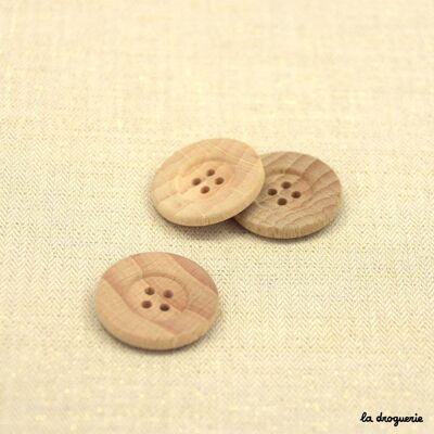 Button "Beech bead 4 holes" 27 mm