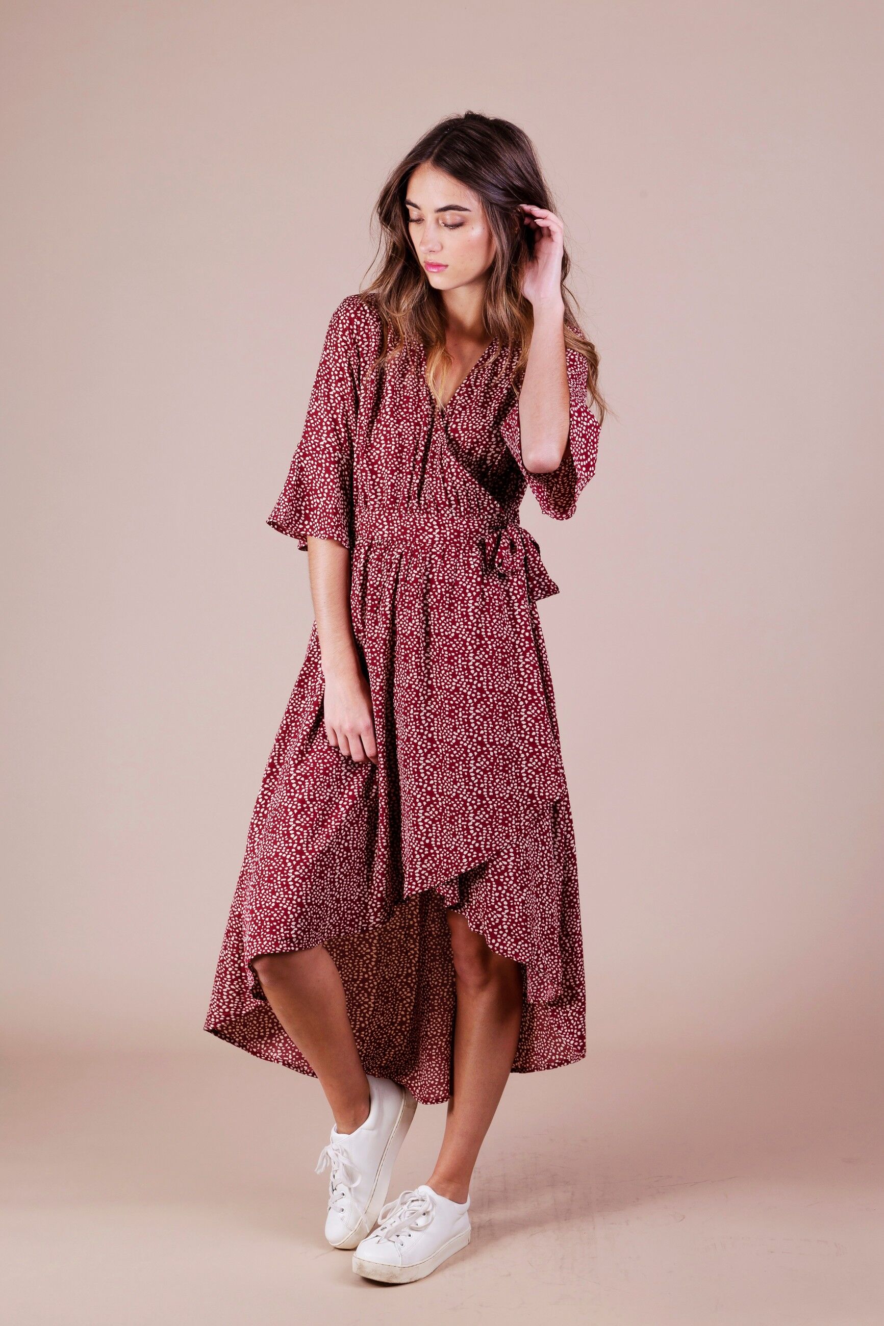 RIANA abito stampa terracotta